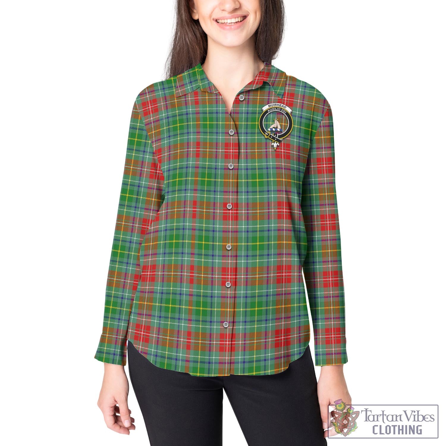 Muirhead Tartan Women's Casual Shirt with Family Crest - Tartan Vibes Clothing