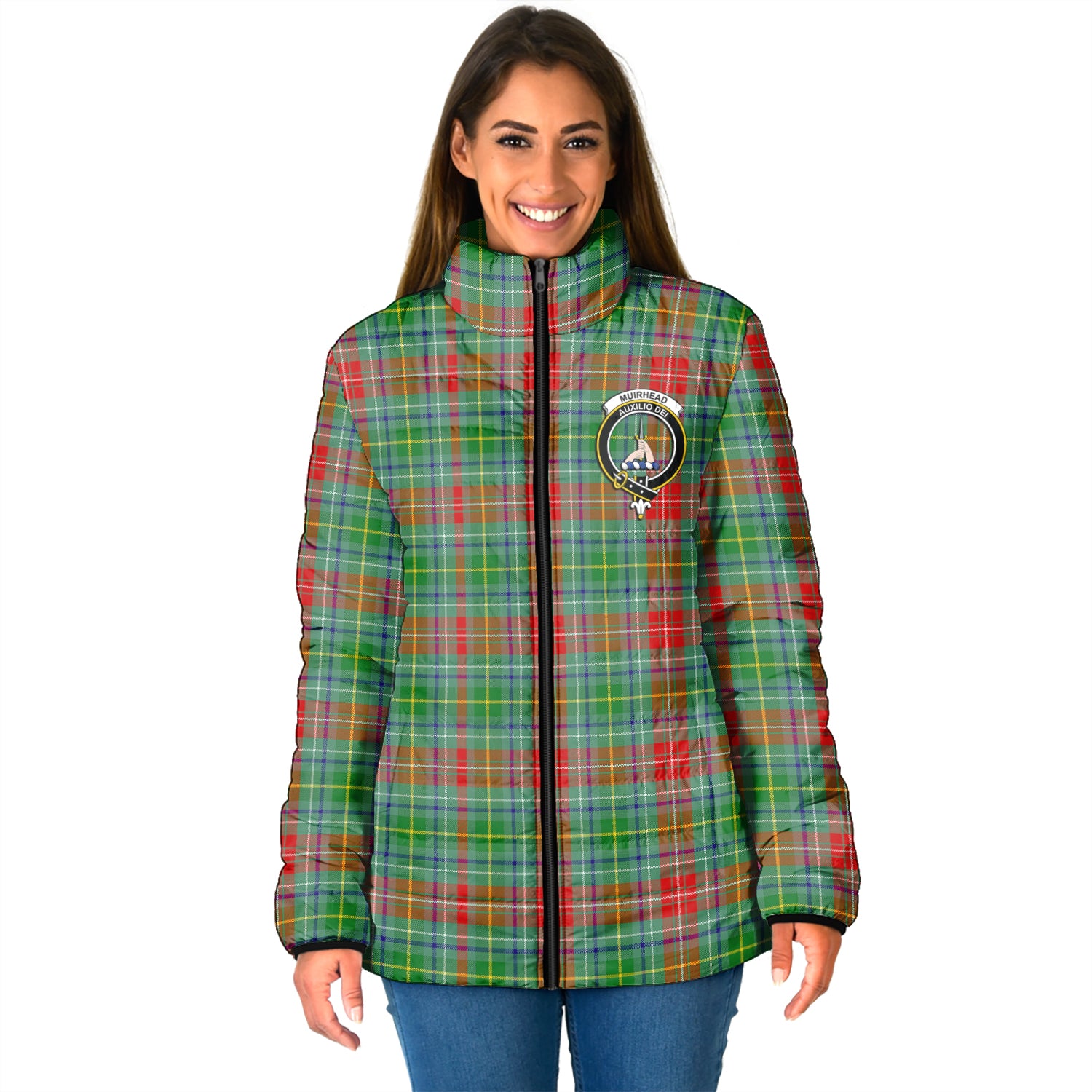 Muirhead Tartan Padded Jacket with Family Crest - Tartan Vibes Clothing