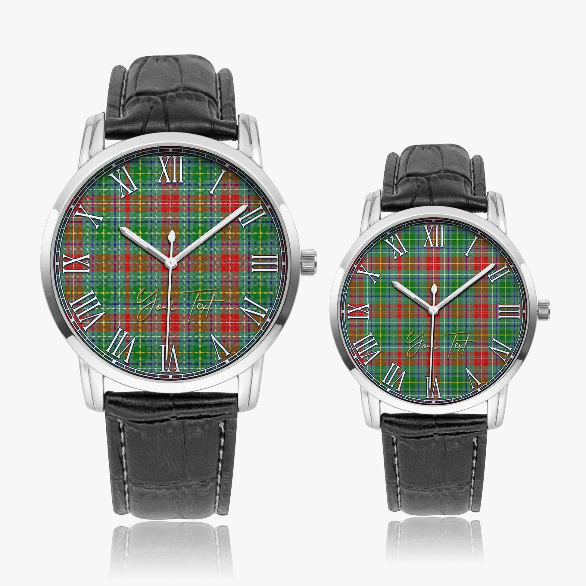 Muirhead Tartan Personalized Your Text Leather Trap Quartz Watch - Tartan Vibes Clothing