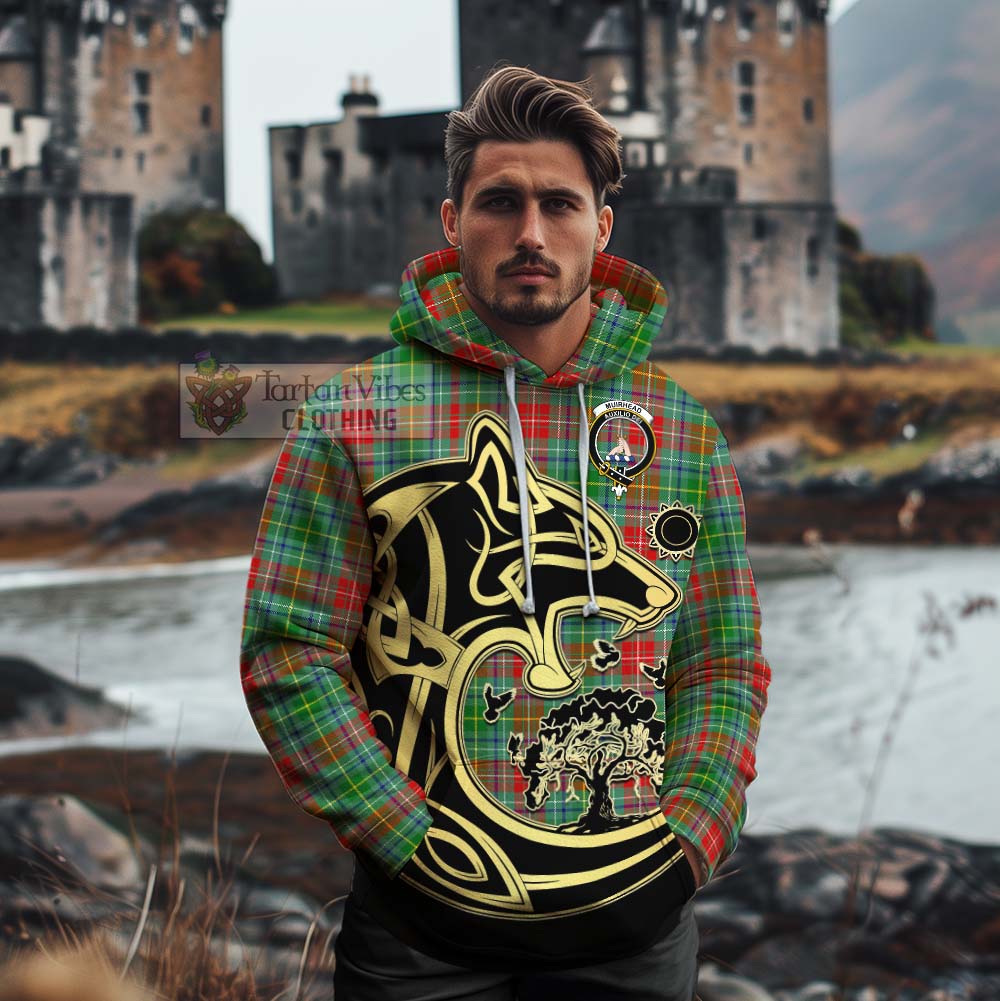 Muirhead Tartan Cotton Hoodie with Family Crest Celtic Wolf Style - Tartan Vibes Clothing