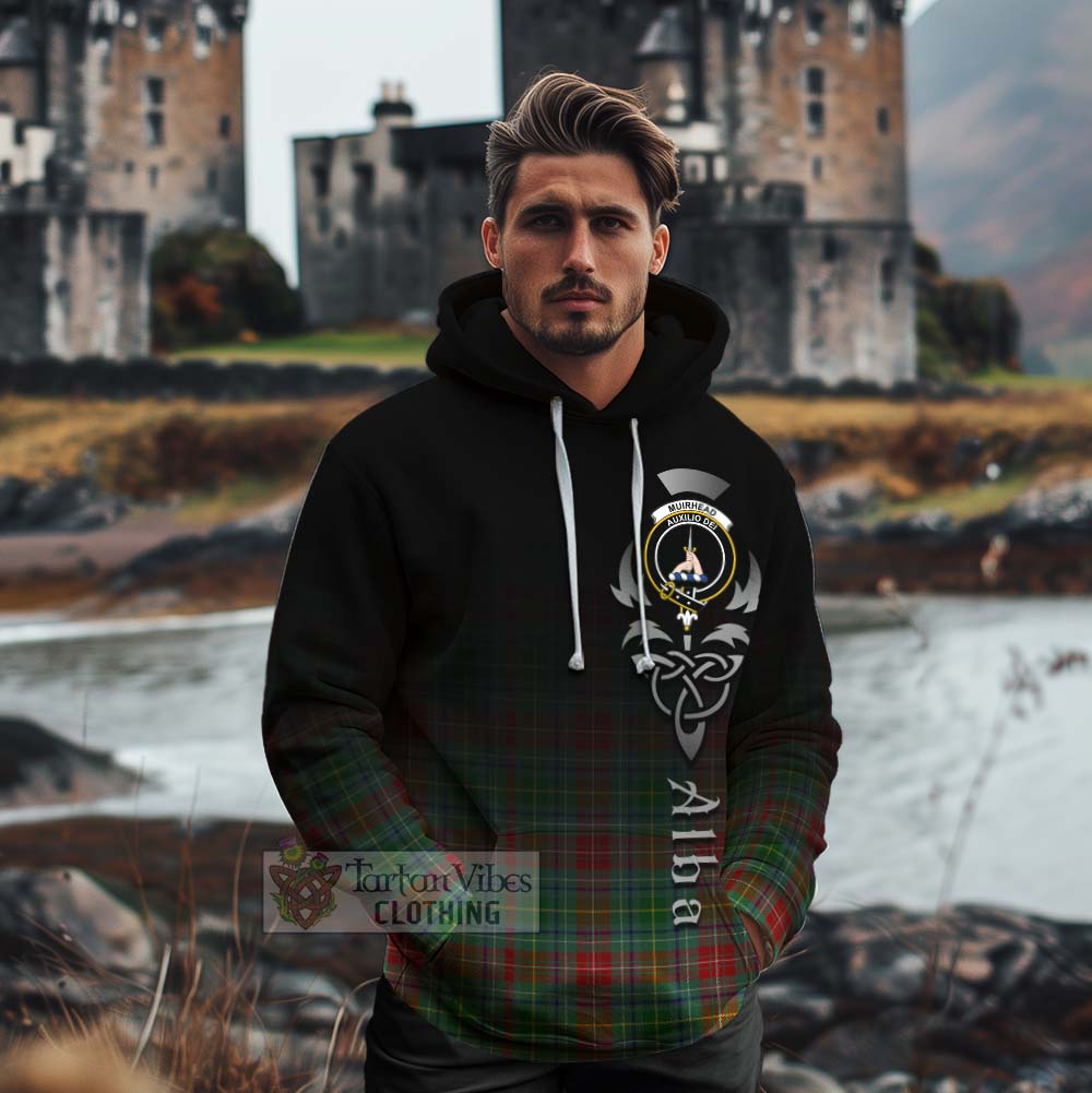Tartan Vibes Clothing Muirhead Tartan Cotton Hoodie Featuring Alba Gu Brath Family Crest Celtic Inspired