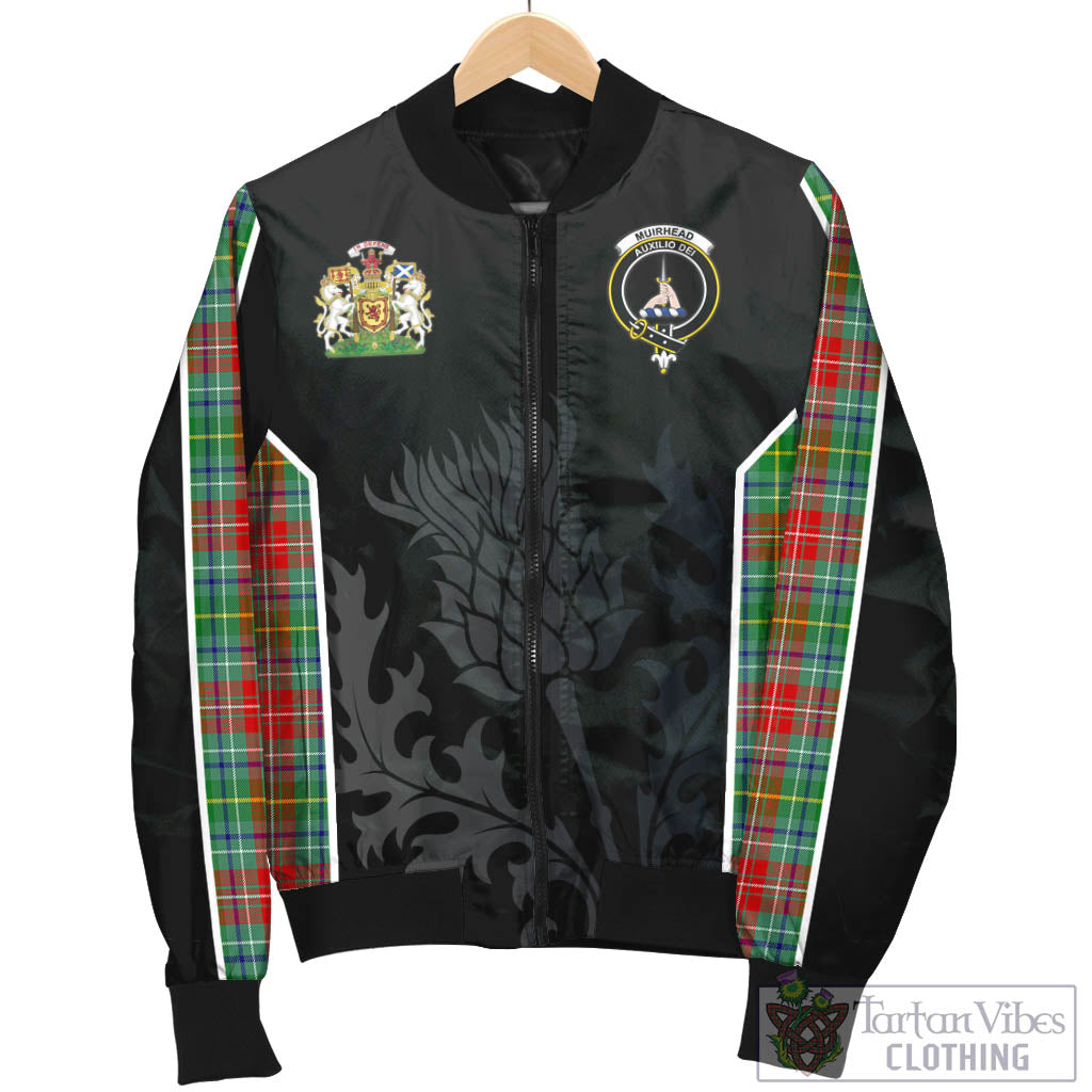 Muirhead Tartan Bomber Jacket with Family Crest and Scottish Thistle Vibes Sport Style - Tartan Vibes Clothing