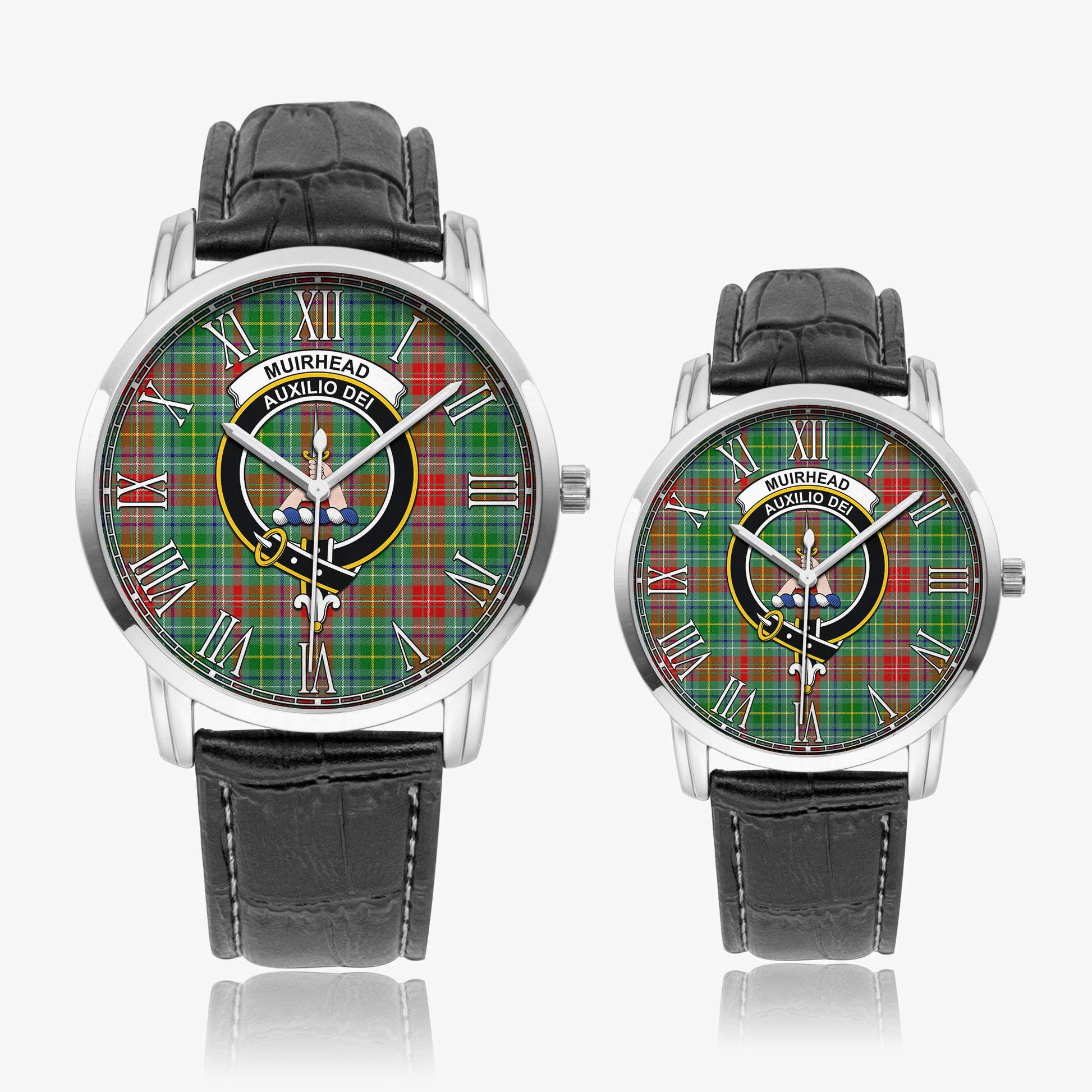 Muirhead Tartan Family Crest Leather Strap Quartz Watch - Tartan Vibes Clothing