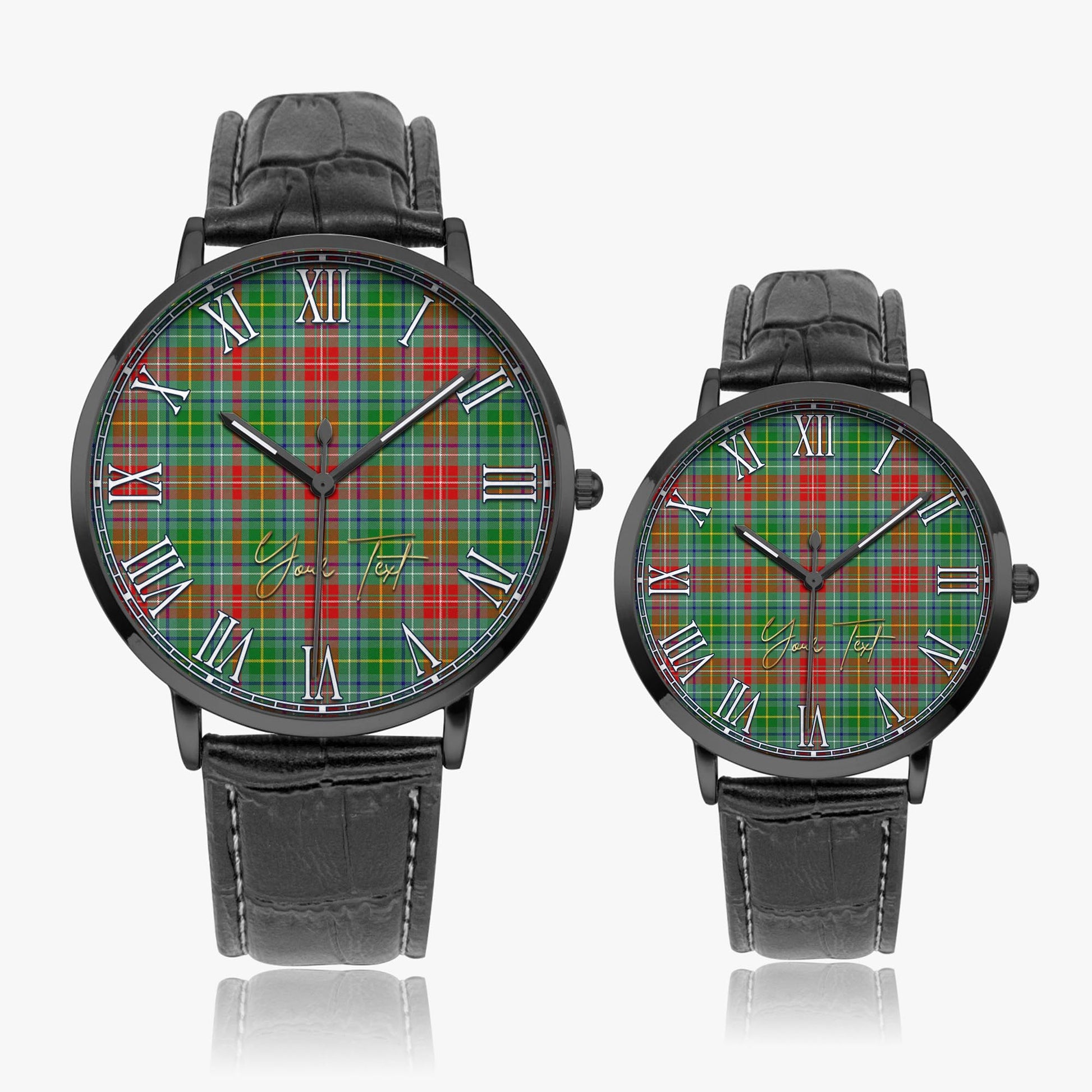 Muirhead Tartan Personalized Your Text Leather Trap Quartz Watch - Tartan Vibes Clothing