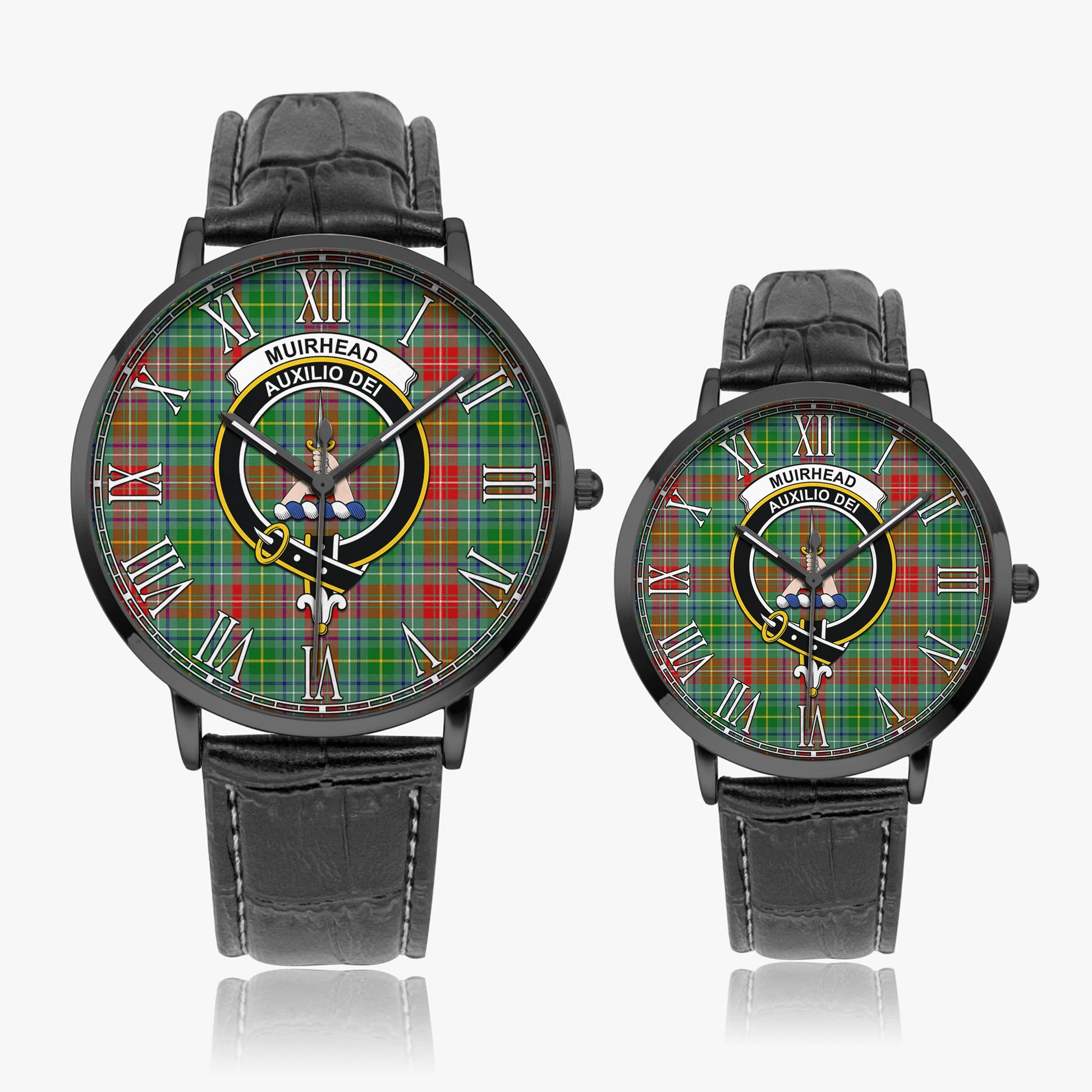 Muirhead Tartan Family Crest Leather Strap Quartz Watch - Tartan Vibes Clothing