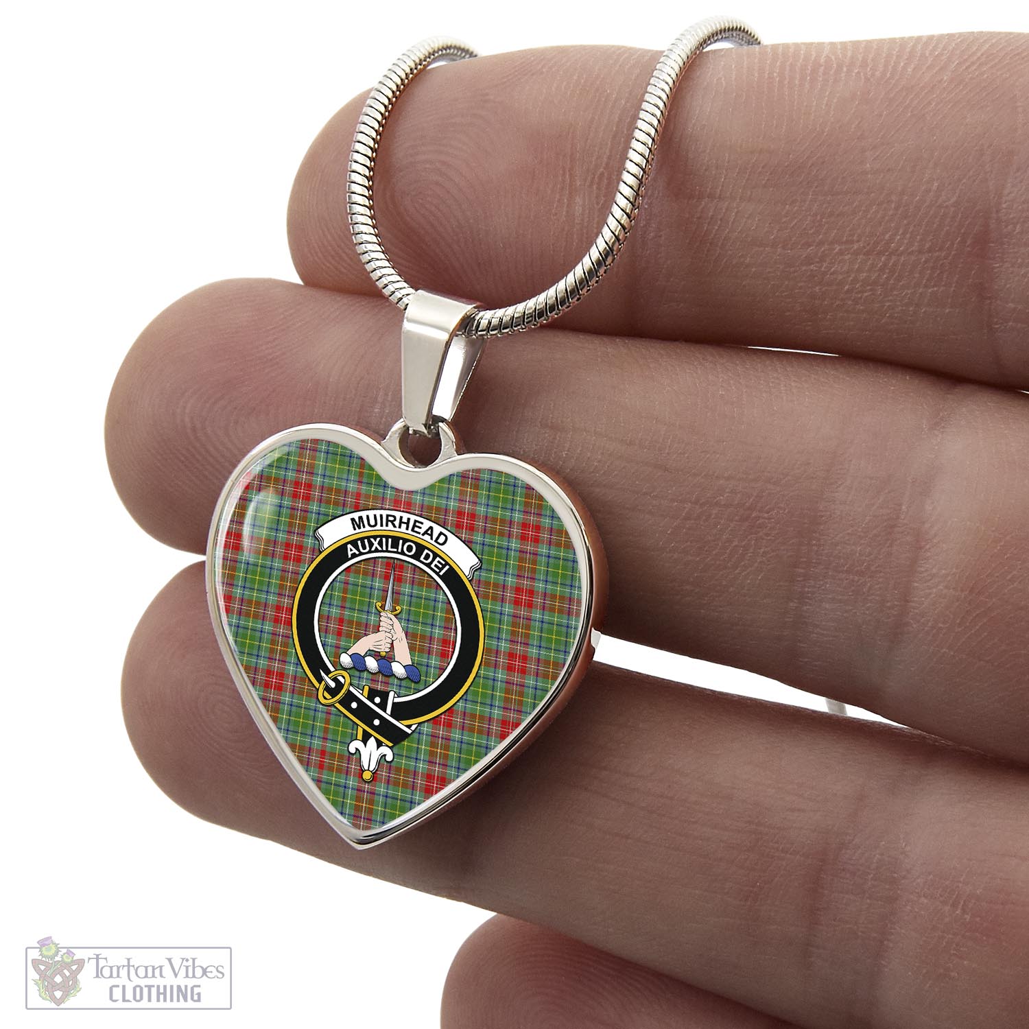 Muirhead Tartan Heart Necklace with Family Crest - Tartan Vibes Clothing