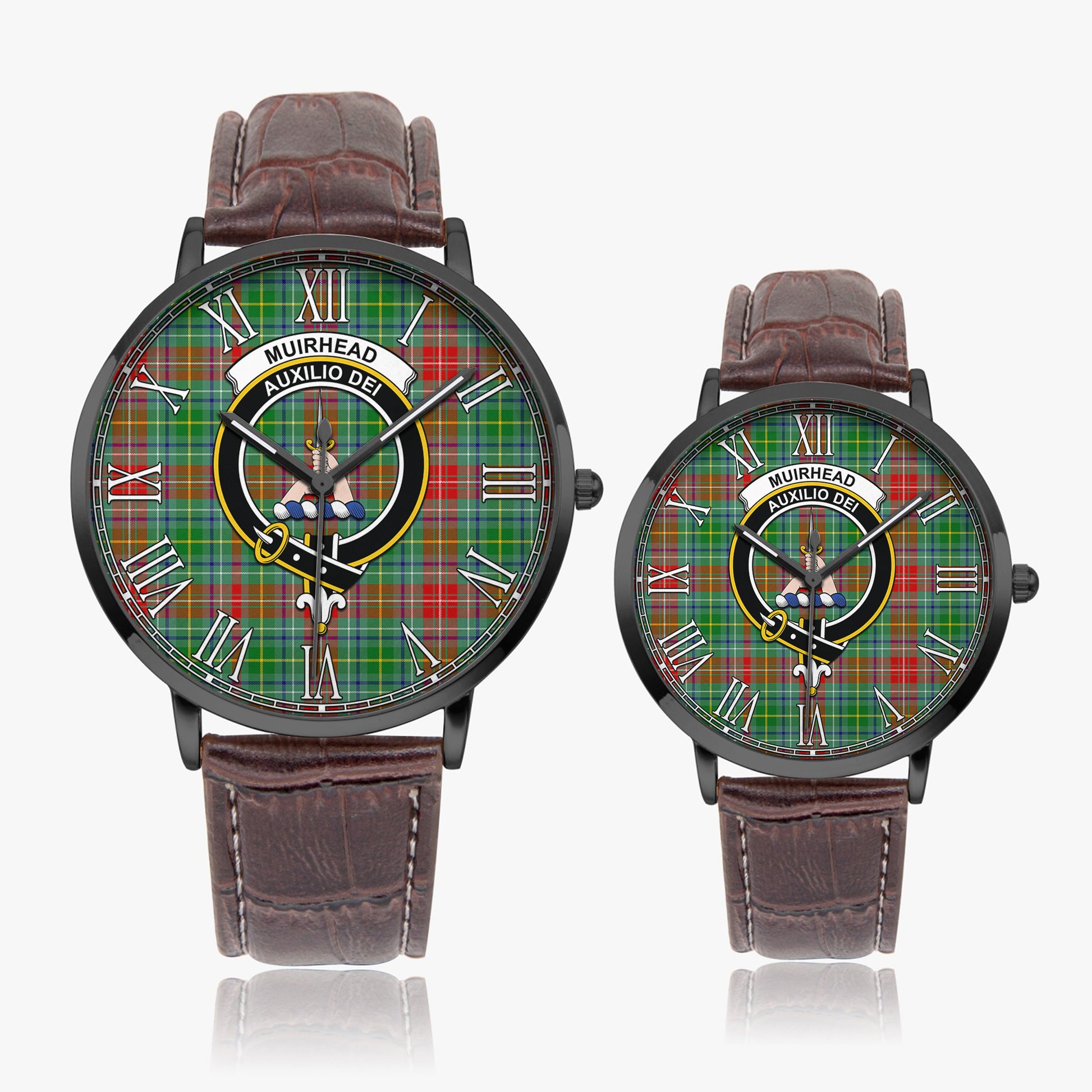 Muirhead Tartan Family Crest Leather Strap Quartz Watch - Tartan Vibes Clothing