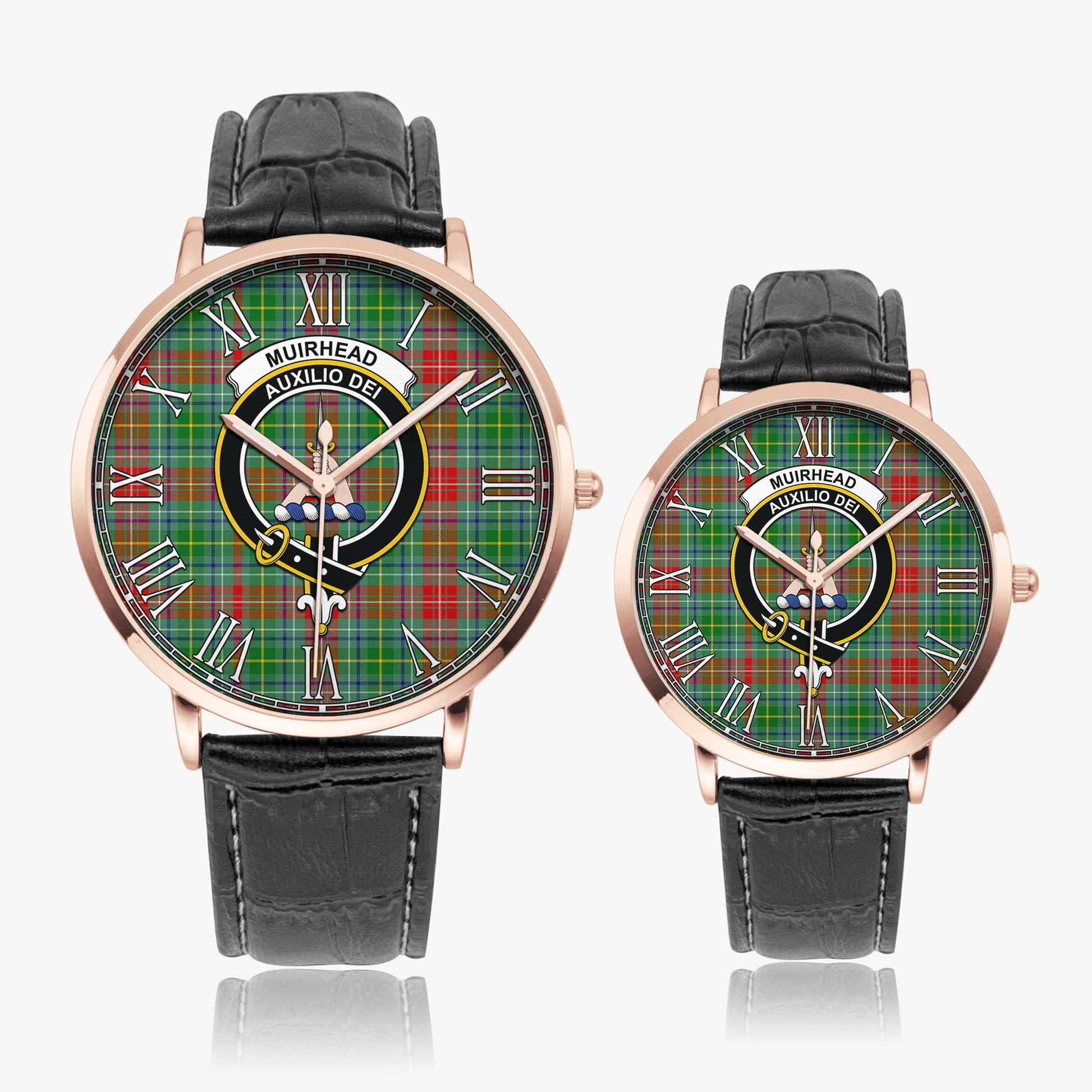 Muirhead Tartan Family Crest Leather Strap Quartz Watch - Tartan Vibes Clothing