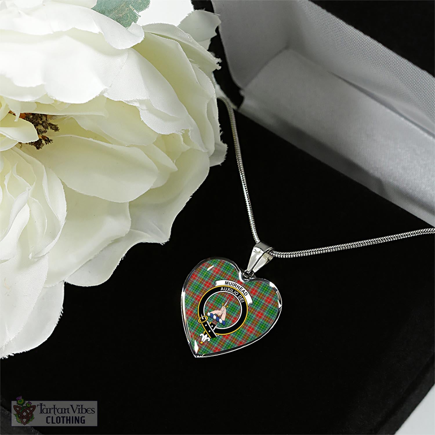 Muirhead Tartan Heart Necklace with Family Crest - Tartan Vibes Clothing
