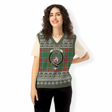Muirhead Clan Tartan Christmas Knitted V-Neck Vest with Family Crest
