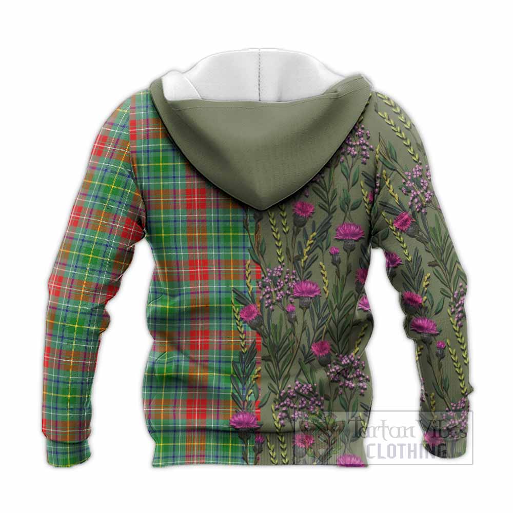 Muirhead Family Crest Tartan Knitted Hoodie Scottish Thistle Flower Pattern Half Style - Tartan Vibes Clothing
