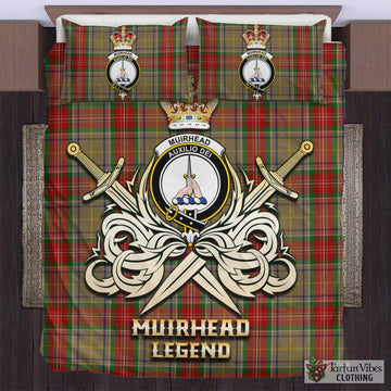 Muirhead Old Tartan Bedding Set with Clan Crest and the Golden Sword of Courageous Legacy
