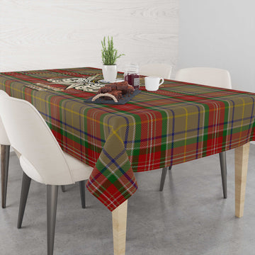 Muirhead Old Tartan Tablecloth with Clan Crest and the Golden Sword of Courageous Legacy
