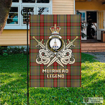 Muirhead Old Tartan Flag with Clan Crest and the Golden Sword of Courageous Legacy