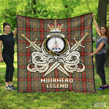 Muirhead Old Tartan Quilt with Clan Crest and the Golden Sword of Courageous Legacy