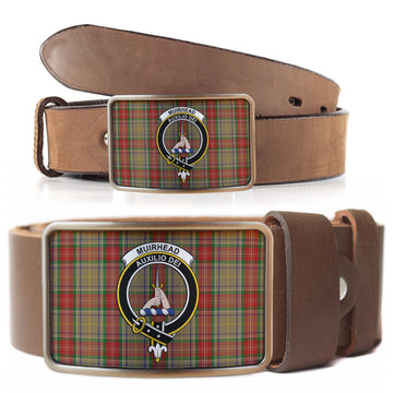 Muirhead Old Tartan Belt Buckles with Family Crest