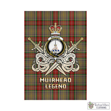 Muirhead Old Tartan Garden Flag with Clan Crest and the Golden Sword of Courageous Legacy