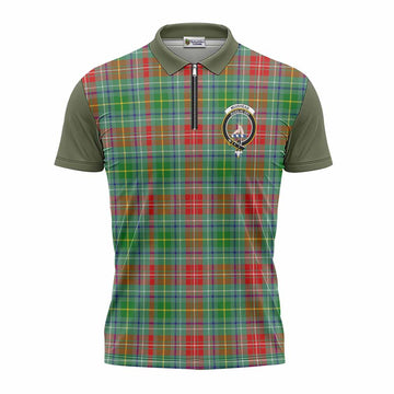 Muirhead Tartan Accent Zipper Polo Shirt with Family Crest