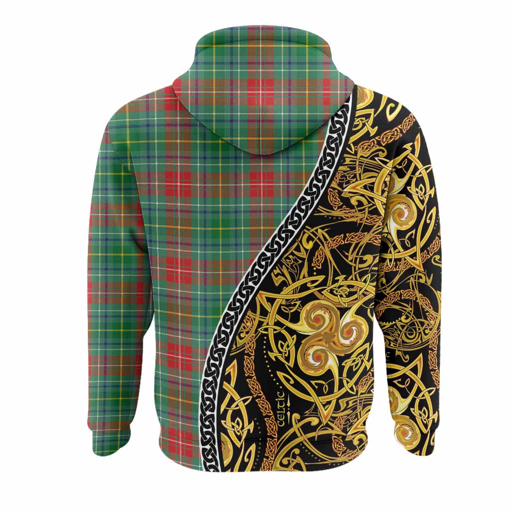 Muirhead Tartan Crest Hoodie Celtic Knot and Triple Trickle Spiral Symbols