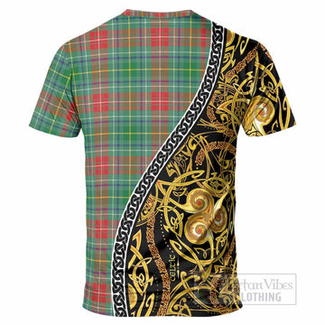 Muirhead Tartan Crest T-Shirt Celtic Knot and Triple Trickle Spiral Symbols