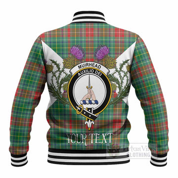 Muirhead Tartan Family Crest Baseball Jacket Scottish Burns Night Thistle Floral