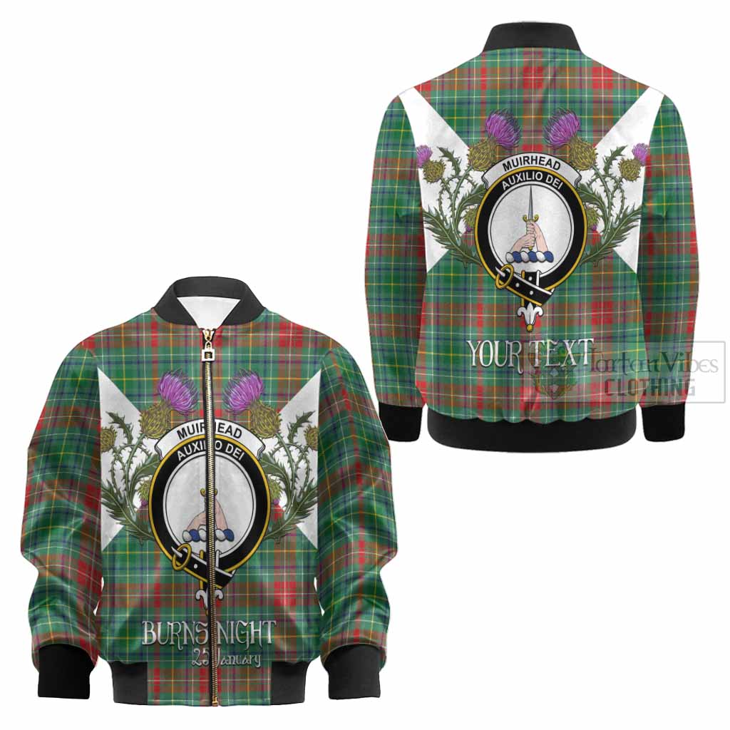 Muirhead Tartan Family Crest Kid Bomber Jacket Scottish Burns Night Thistle Floral