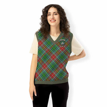 Muirhead Tartan Knitted V-Neck Vest with Family Crest Cross Style
