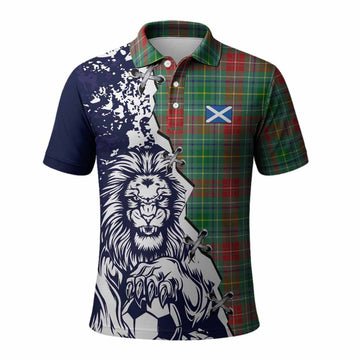Muirhead Tartan Scottish Polo Shirt Angry Lion With Soccer Ball Style