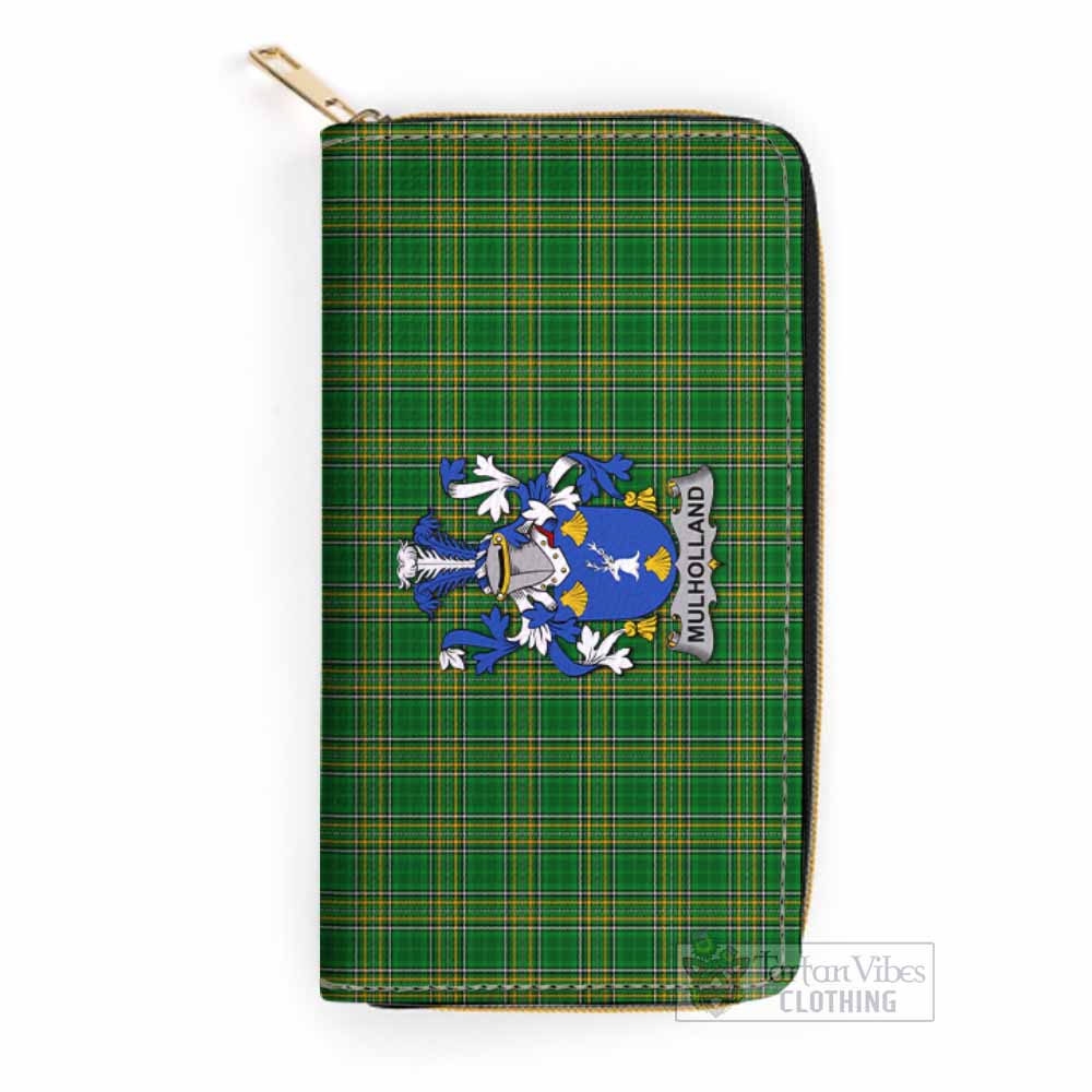 Mulholland Irish Clan Tartan Women's Leather Wallet with Coat of Arms One Size 19.7*10.5*3.5 cm - Tartan Vibes Clothing