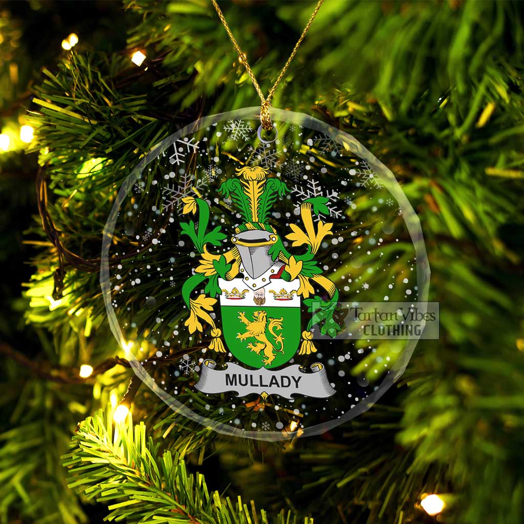 Mullady Irish Clan Christmas Glass Ornament with Coat of Arms Transparent Glass Circle - 2D-tartanvibesclothing
