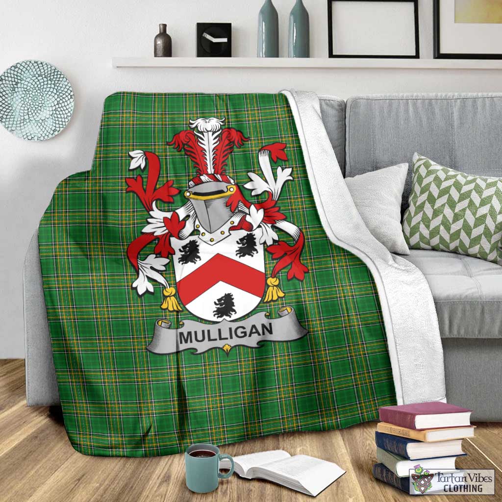Mulligan Irish Clan Tartan Blanket with Coat of Arms - Tartan Vibes Clothing