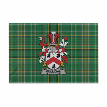 Mulligan Irish Clan Tartan House Flag with Coat of Arms
