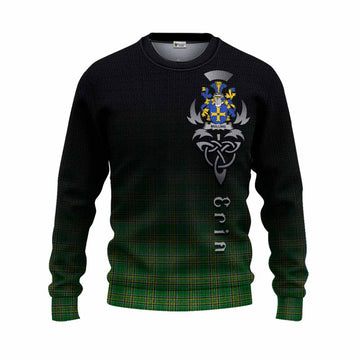 Tartan Vibes Clothing Mullins Irish Clan Knitted Sweater with Coat of Arms Erin Go Bragh Celtic Inspired