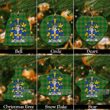 Tartan Vibes Clothing Mullins Irish Clan Tartan Christmas Ceramic Ornament with Coat of Arms