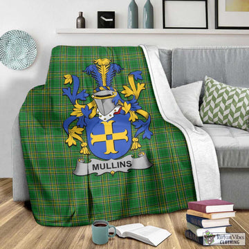 Tartan Vibes Clothing Mullins Irish Clan Tartan Blanket with Coat of Arms