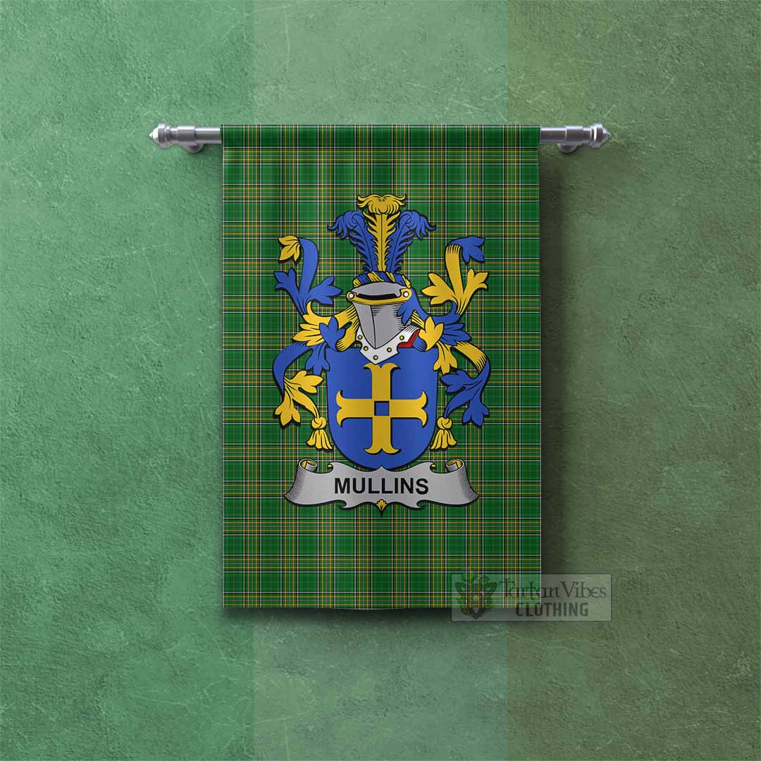 Tartan Vibes Clothing Mullins Irish Clan Tartan Gonfalon, Tartan Banner with Coat of Arms