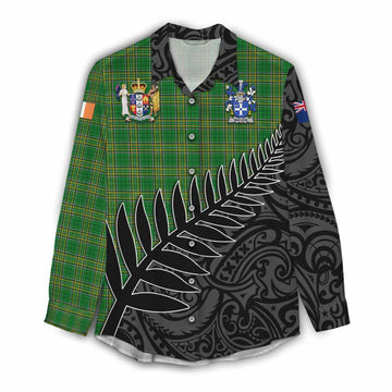 Mulock Irish Clan Tartan Women's Casual Shirt with Coat of Arms New Zealand Silver Fern Half Style Female - Tartan Vibes Clothing