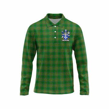 Mulock Irish Clan Tartan Long Sleeve Polo Shirt with Coat of Arms Unisex - Tartan Vibes Clothing