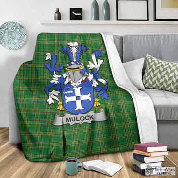 Tartan Vibes Clothing Mulock Irish Clan Tartan Blanket with Coat of Arms