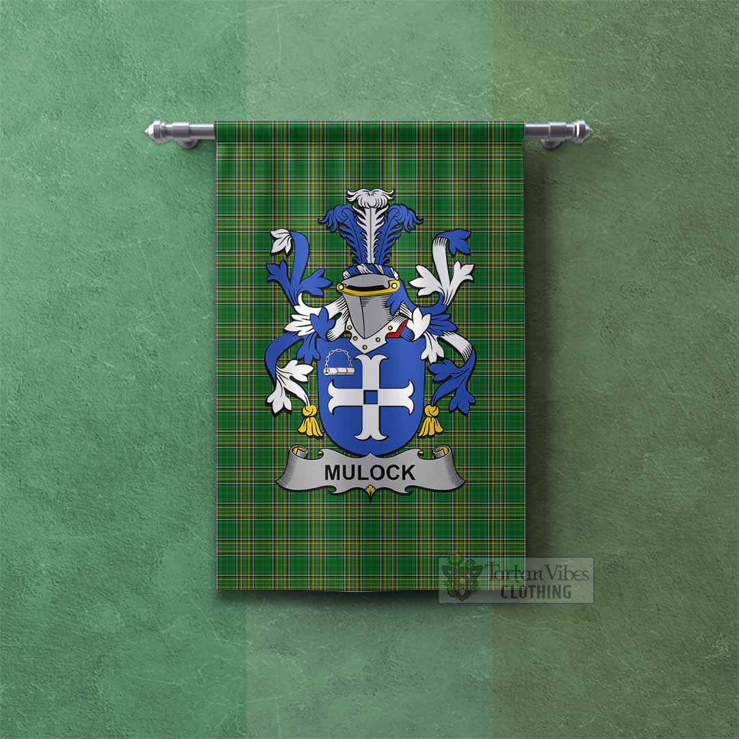 Mulock Irish Clan Tartan Gonfalon, Tartan Banner with Coat of Arms Rectangle - Tartan Vibes Clothing