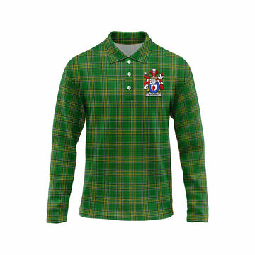 Mulrony Irish Clan Tartan Long Sleeve Polo Shirt with Coat of Arms Unisex - Tartan Vibes Clothing