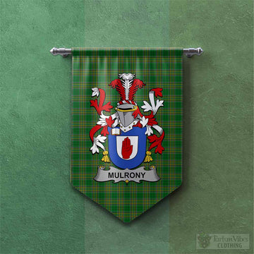 Mulrony Irish Clan Tartan Gonfalon, Tartan Banner with Coat of Arms