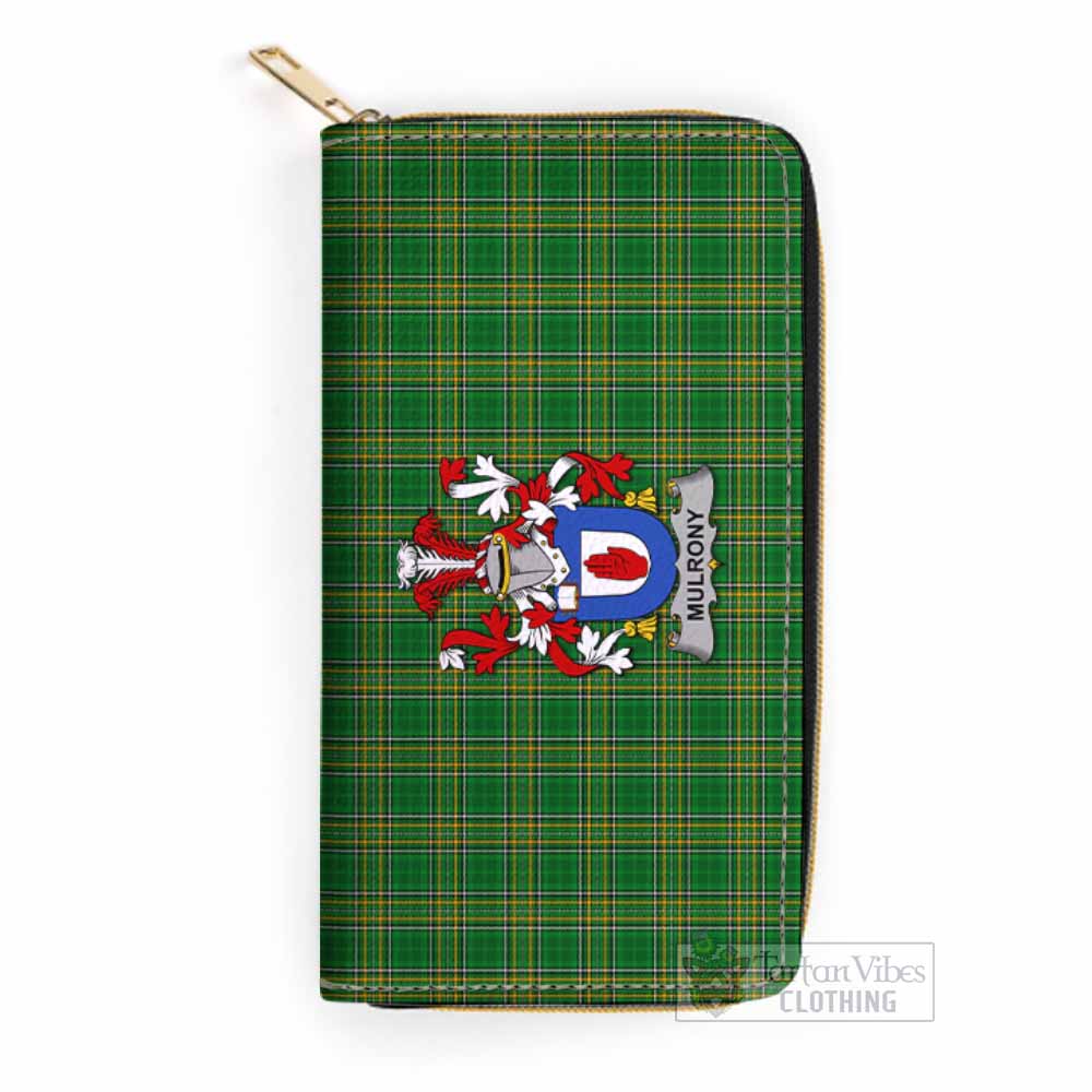 Tartan Vibes Clothing Mulrony Irish Clan Tartan Women's Leather Wallet with Coat of Arms