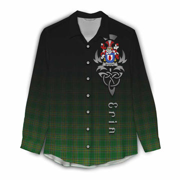 Mulrony Irish Clan Women's Casual Shirt with Coat of Arms Erin Go Bragh Celtic Inspired Female - Tartan Vibes Clothing