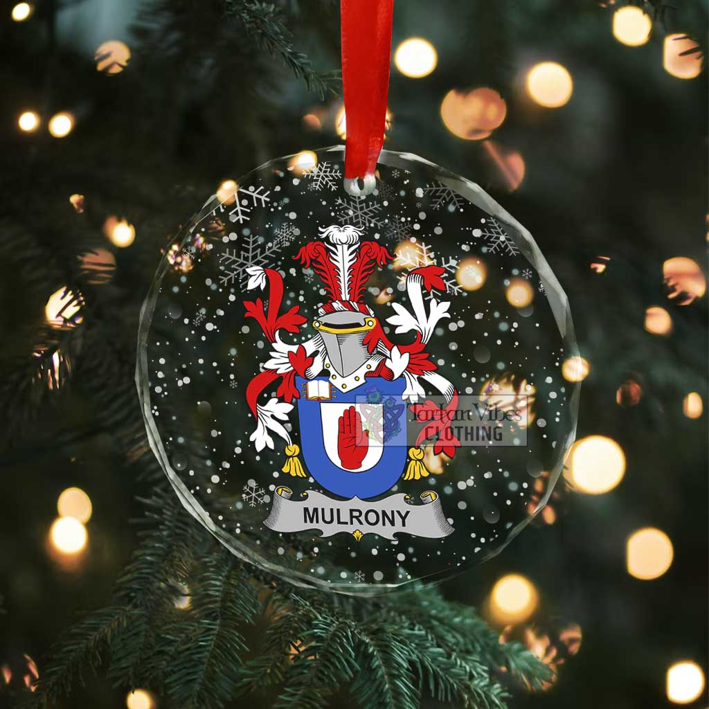 Mulrony Irish Clan Christmas Glass Ornament with Coat of Arms - 2D-tartanvibesclothing