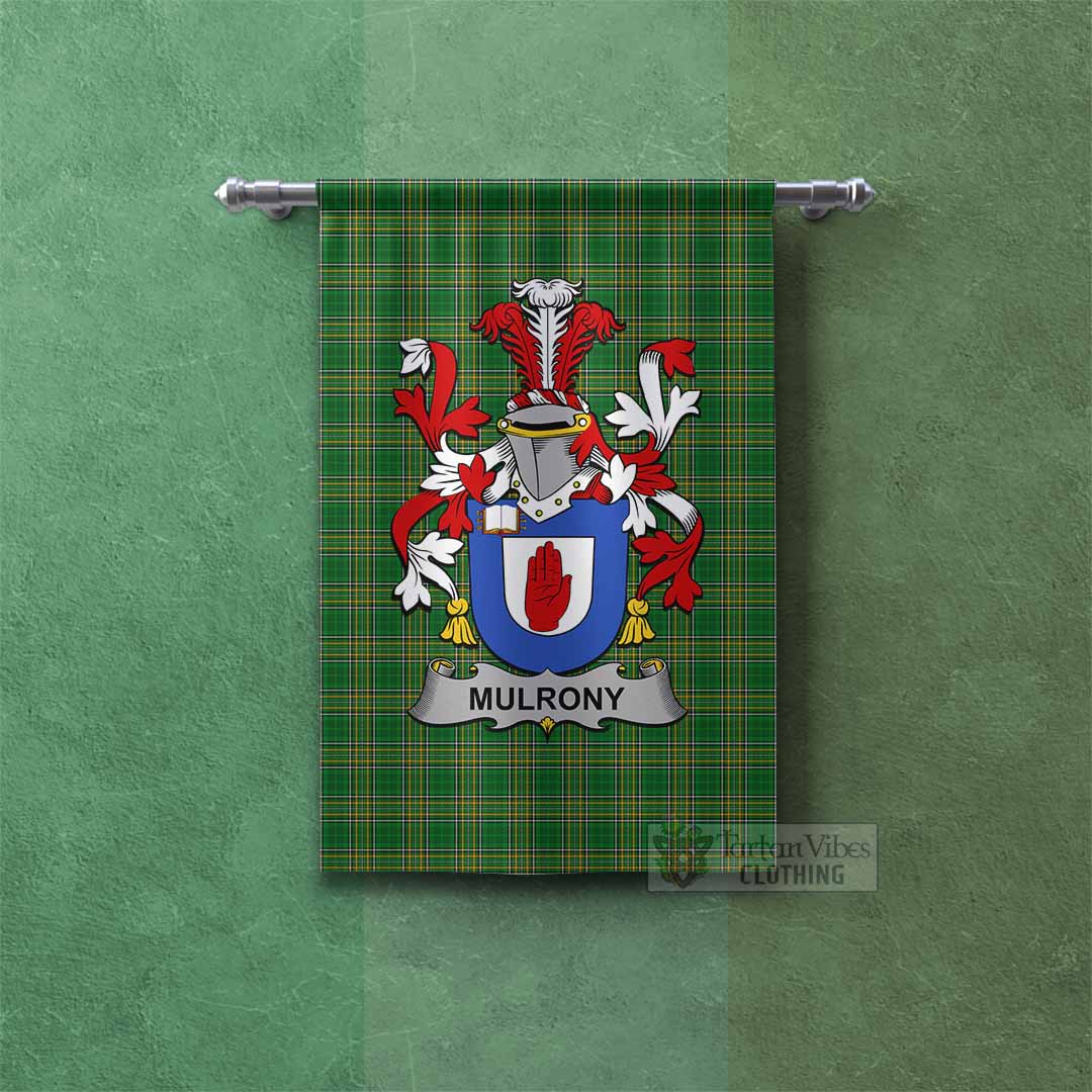 Tartan Vibes Clothing Mulrony Irish Clan Tartan Gonfalon, Tartan Banner with Coat of Arms