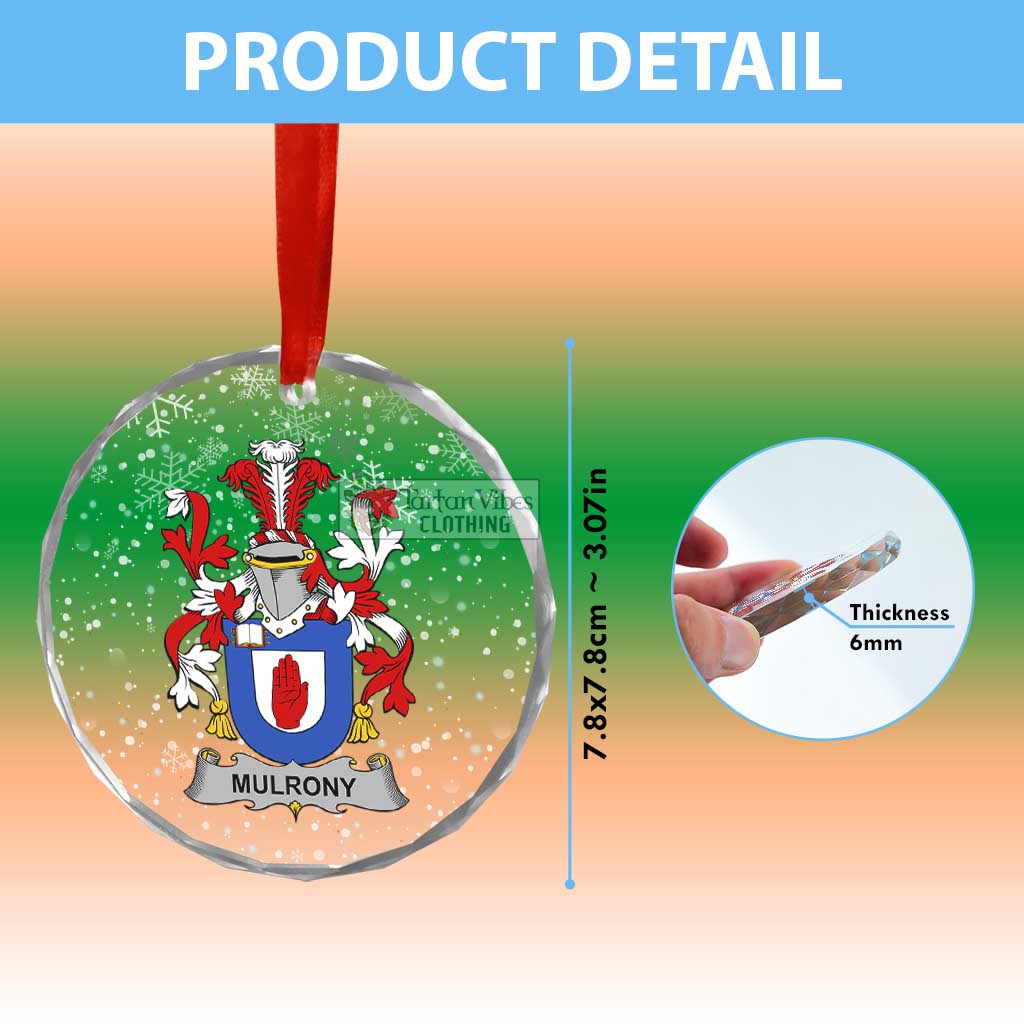 Mulrony Irish Clan Christmas Glass Ornament with Coat of Arms - 2D-tartanvibesclothing