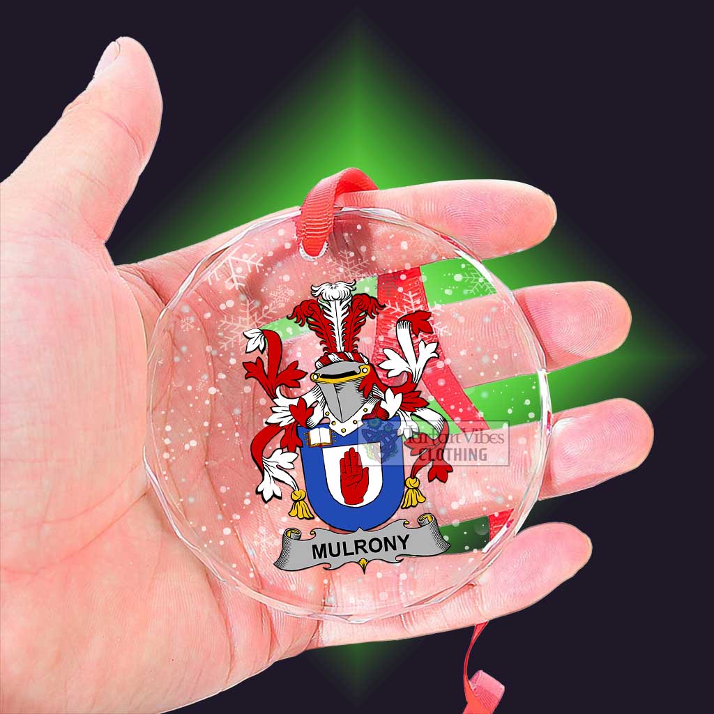 Mulrony Irish Clan Christmas Glass Ornament with Coat of Arms - 2D-tartanvibesclothing