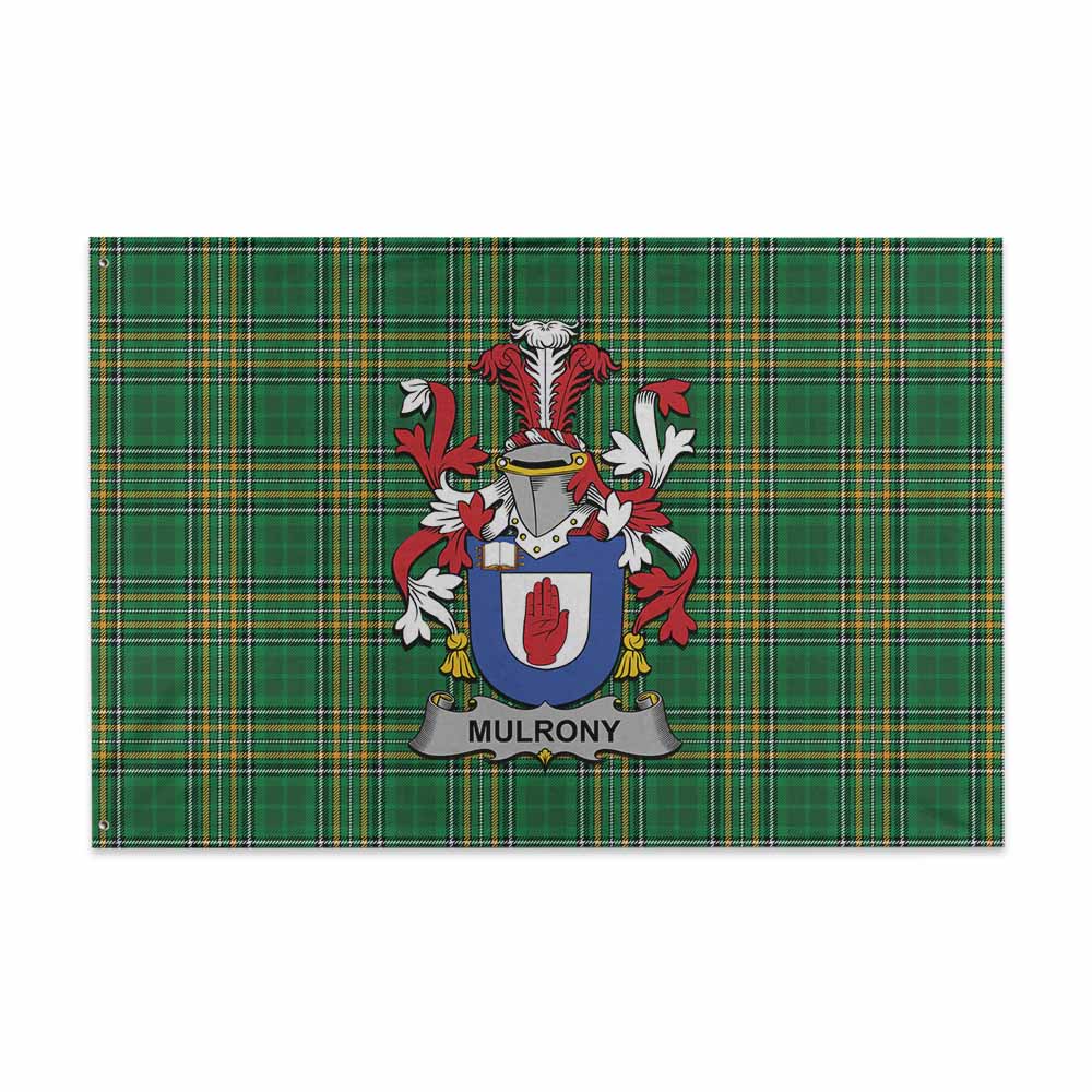 Tartan Vibes Clothing Mulrony Irish Clan Tartan House Flag with Coat of Arms