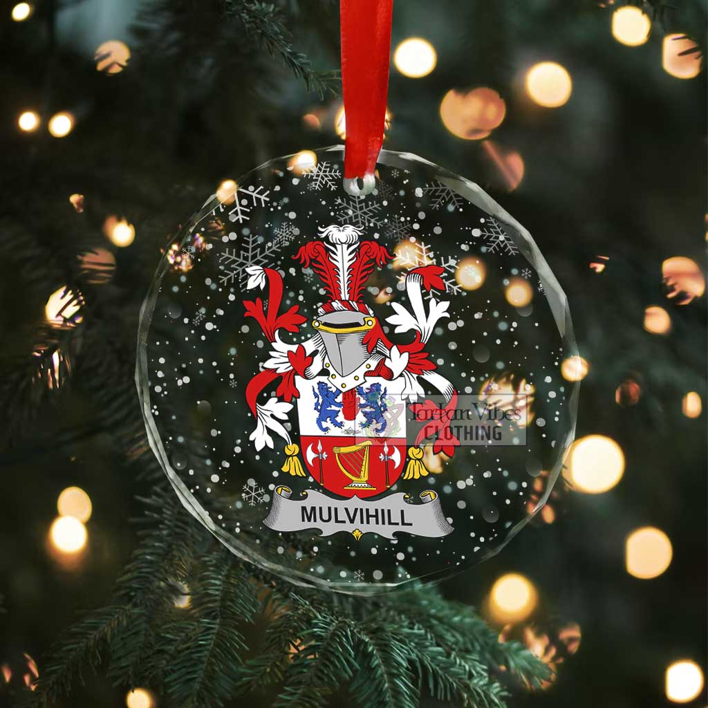 Mulvihill Irish Clan Christmas Glass Ornament with Coat of Arms - 2D-tartanvibesclothing